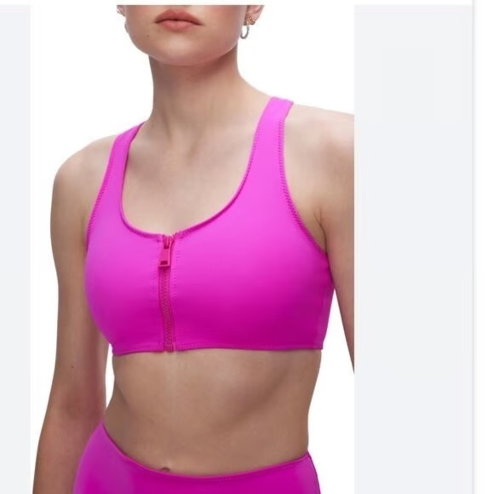 NWT Good American compression neon pink fuchsia bikini set Large